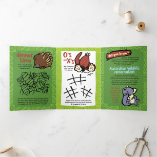 Wildlife Kanagroo Puzzle Wenskaart Trifold Drieluik Wenskaart