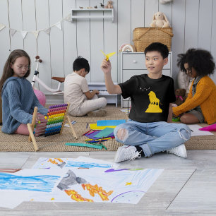 Wildlife Lion Gazing Sky Birds Kinder Zwart T-shirt