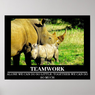 Wildlife Motivatie Posters Rhinos Teamwork