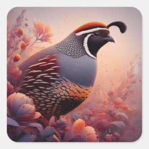 Wildlife Natuur California Quail Bird Vierkante Sticker
