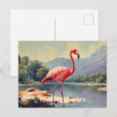 Wildlife Pink Flamingo River Mountain  Briefkaart (Voorkant / Achterkant)