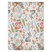 Wildlife Rabbit Pink Floral Pattern Tablecloth Tafelkleed (Voorkant)
