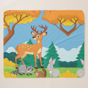 Wildlife Raccoon Chipmunk Rabbit Deer Herfst Lands Sherpa Deken