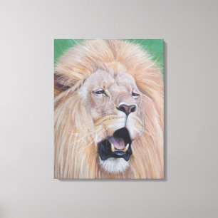 Wildlife schilderij van leeuw brullende grote kat canvas afdruk
