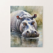 Wildlife Serenity Waterverf Hippo Legpuzzel (Verticaal)