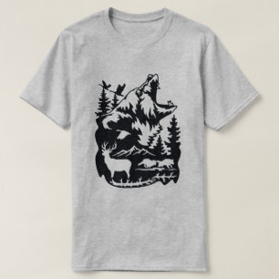 Wildlife Silhouet met Beer, herten T-shirt