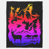 Wildlife Silhouet met levendige gradiënt Fleece Deken (Voorkant)