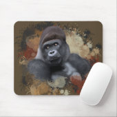 Wildlife Sitting Gorilla Earth Tone Paint Splatter Muismat (Met muis)