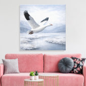 Wildlife Snow Goose Flying Winter Canvas Afdruk (Insitu (Woonkamer))