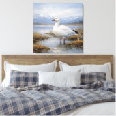 Wildlife Snow Goose Mountain Lake Canvas Afdruk (Insitu (Slaapkamer))