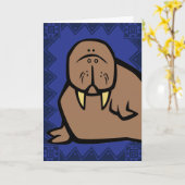Wildlife Walrus Puzzle Carte de voeux (Fleur jaune)