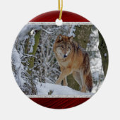 Wildlife Wolf Snow Foto Keramisch Ornament (Voorkant)