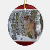Wildlife Wolf Snow Foto Keramisch Ornament (Links)