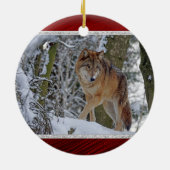 Wildlife Wolf Snow Foto Keramisch Ornament (Achterkant)