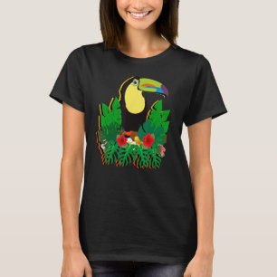 Wildlife Zoo Dier Exotische Vogel Tropische Bloeme T-shirt