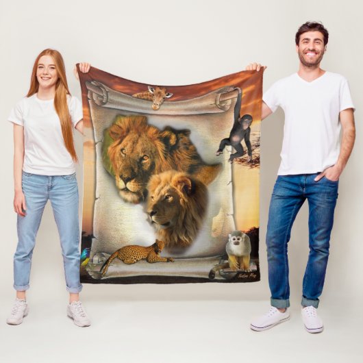Wildlion uit Afrika Fleece Deken (In situ)
