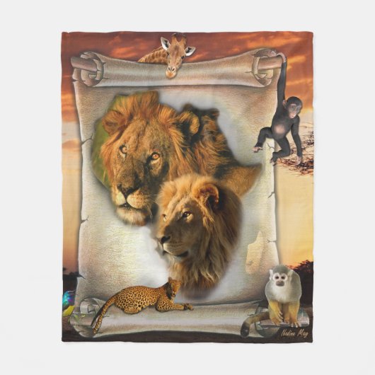 Wildlion uit Afrika Fleece Deken (Voorkant)
