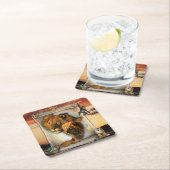 Wildlion uit Afrika Vierkante Kartonnen Onderzetter (Insitu)