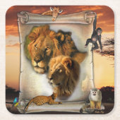 Wildlion uit Afrika Vierkante Kartonnen Onderzetter (Voorkant)