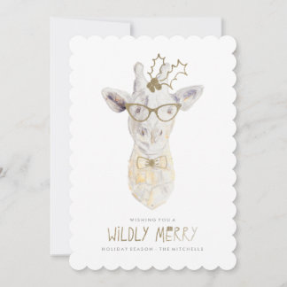 Wildly Merry Giraffe Vakantie Fotokaart Feestdagenkaart