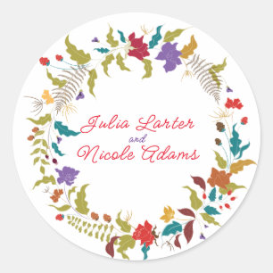 Wildroos Houten Exotische Bloementuin Bruiloft Ronde Sticker