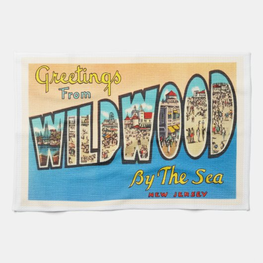 Wildwood door het Zee New Jersey NJ Briefkaart Theedoek (Horizontaal)