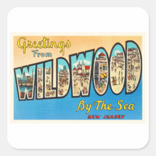 Wildwood door het Zee New Jersey NJ  Briefkaart Vierkante Sticker