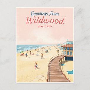 Wildwood, New Jersey – Retro strandscènes Briefkaart
