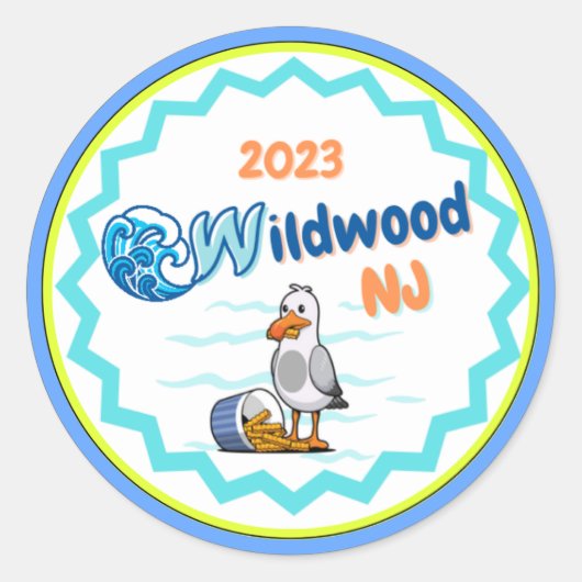 Wildwood NJ 2023 sticker meeuw (Voorkant)