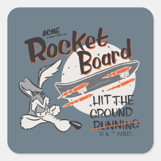 WILE E. COYOTE™ ACME Rocket Board Vierkante Sticker (Voorkant)
