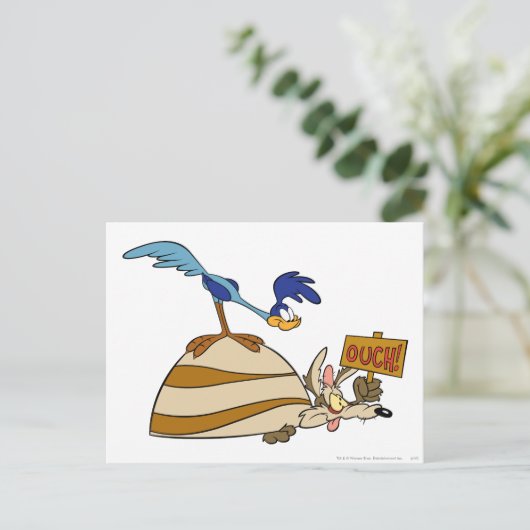 WILE E. COYOTE™ en ROAD RUNNER™ Boulder Briefkaart (Staand voorkant)