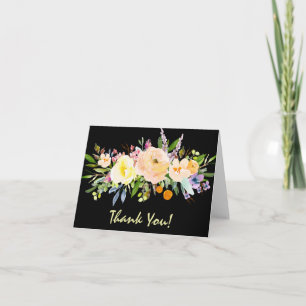 Wilg en bloemige Dank je wel Bedankkaart