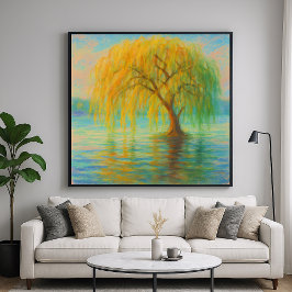 Wilg in het water - Pastel schilderstijl Natuur Ar Poster