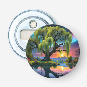 Wilgboom onder een Volle Maan N Sterrenhemel Zonso Button Flesopener