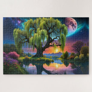 Wilgboom onder een Volle Maan N Sterrenhemel Zonso Legpuzzel