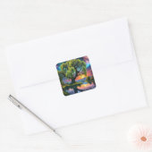 Wilgboom onder een Volle Maan N Sterrenhemel Zonso Vierkante Sticker (Envelop)