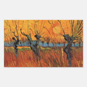 Wilgen bij zonsondergang door Vincent van Gogh Rechthoekige Sticker