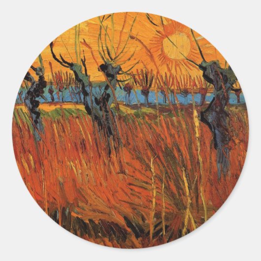 Wilgen bij zonsondergang door Vincent van Gogh Ronde Sticker (Voorkant)