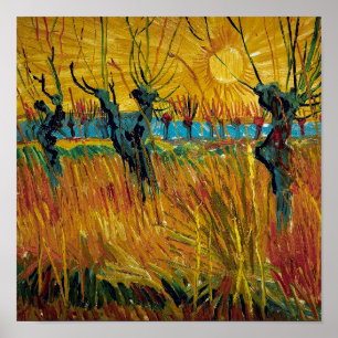 Wilgen bij zonsondergang Van Gogh Poster
