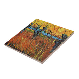 Wilgen bij zonsondergang,Vincent van Gogh Tegeltje