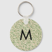 Wilgen botanische bladeren William Morris Monogram Sleutelhanger (Voorkant)