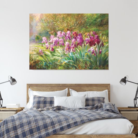 Wilgen en irissen bij een kreek canvas afdruk (Insitu (Slaapkamer))