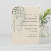 Wilgentak in bruine en Blauwgroen bruiloft uitnodi Kaart (Staand voorkant)