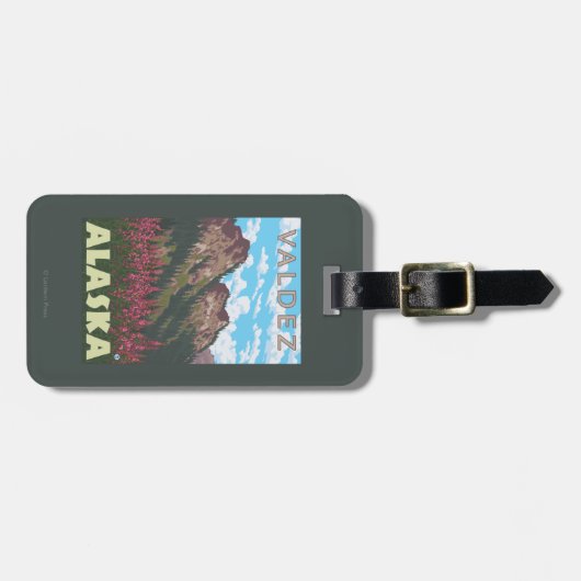 Wilgeroosje & Bergen - Valdez, Alaska Bagagelabel (Voorkant horizontaal)