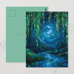 Wilgmaan Saille Stromende Rivier Groen Blauw Nacht Briefkaart