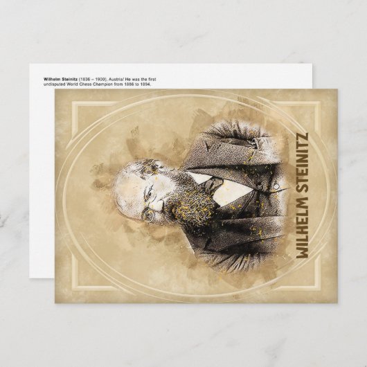 Wilhelm Steinitz, schaker Briefkaart (Voorkant / Achterkant)