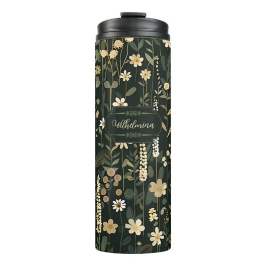 Wilhelmina Dark Daisy Floral Thermosbeker (Voorkant)