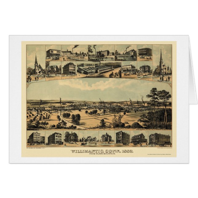 Wilimantic, carte panoramique de CT - 1882 (Devant horizontal)