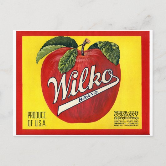 Wilko Brand Apples label Briefkaart (Voorkant)