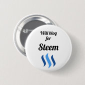 Will Blog for Steem Ronde Button 5,7 Cm (Voorkant /achterkant)